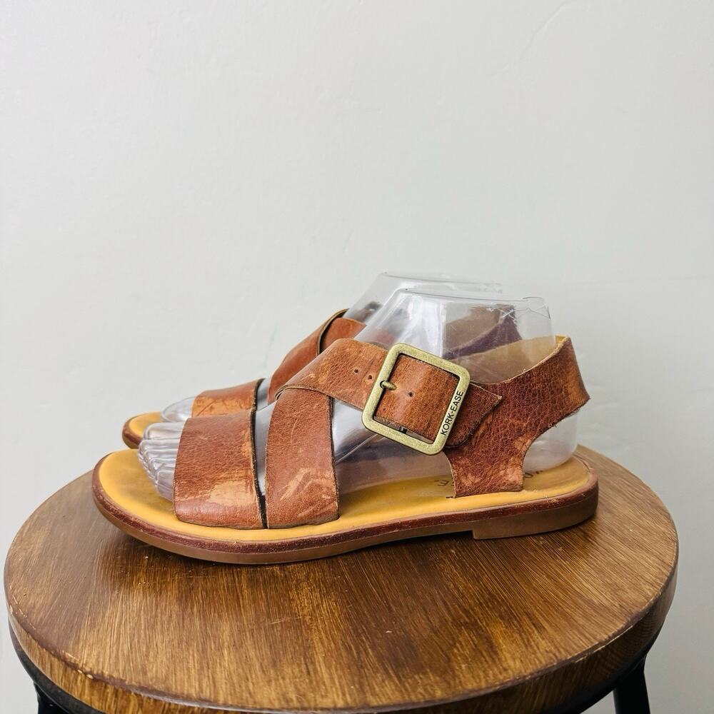 Kork-ease Nara Tan Leather Strappy Flat Sandals Women’s Size 7